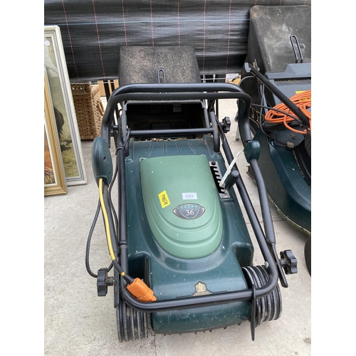 2051 - AN ELECTRIC HAYTER ENVOY 36 LAWNMOWER WITH GRASS BOX