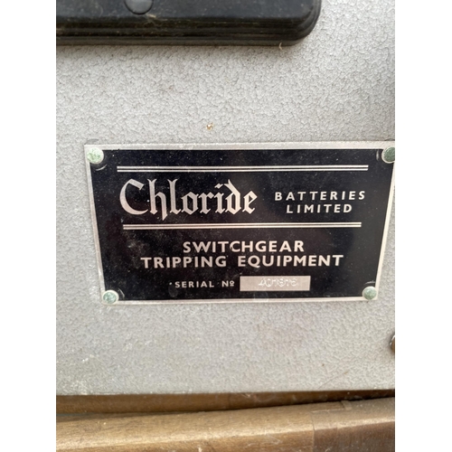 2056 - A VINTAGE CHLORIDE BATTERIES LIMITED TRIP BOX CUPBOARD