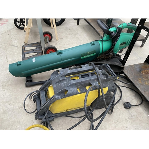 2085 - AN ELECTRIC LEAF BLOWER AND A KARCHER PRESSURE WASHER