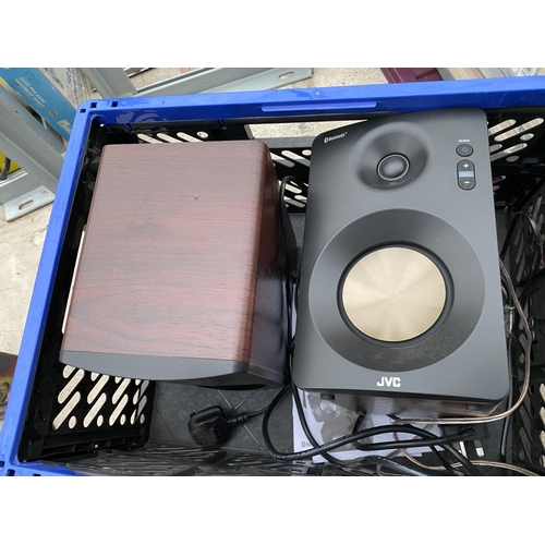 2103 - A PAIR OF WOODEN CASED JVC SPEAKERS