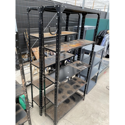 2154 - TWO METAL FIVE TIER SHELVING UNITS