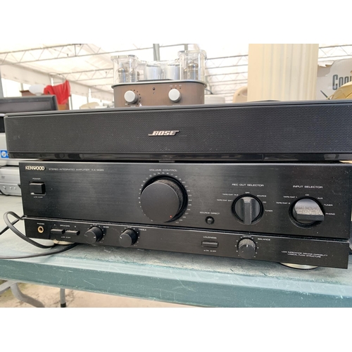 2326 - A KENWOOD STEREO INTERGRATED AMPLIFIER, A BOSE SPEAKER AND A ROTH DOCKING STATION