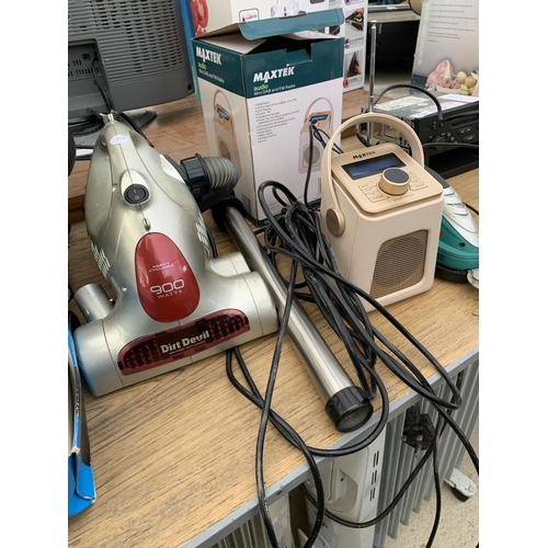 2389 - AN ASSORTMENT OF ITEMS TO INCLUDE TWO VACUUMS AND A MINI RADIONETC