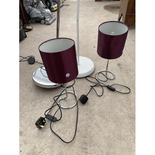 2412 - TWO FLOOR LAMPS AND A PAIR OF TABLE LAMPS