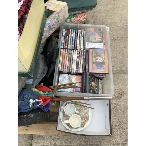 2300 - AN ASSORTMENT OF HOUSEHOLD CLEARANCE ITEMS TO INCLUDE DVDS AND DOLLS ETC