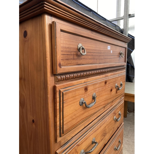 2887 - A MODERN PINE CHEST OF FIVE DRAWERS, 39