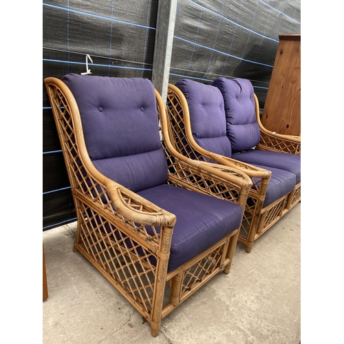 2888 - A BAMBOO TWO SEATER CONSERVATORY SETTEE AND CHAIR