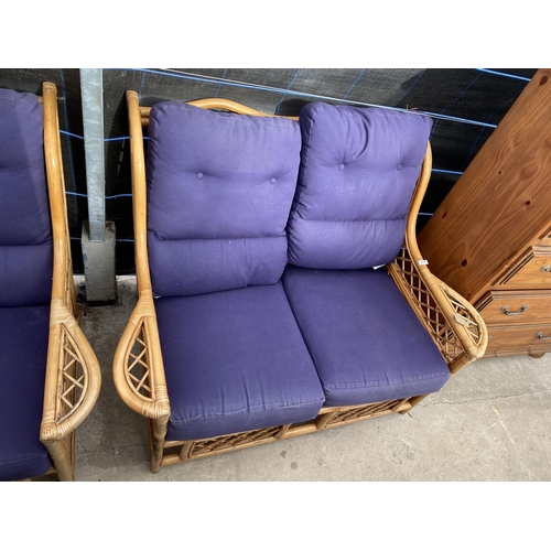 2888 - A BAMBOO TWO SEATER CONSERVATORY SETTEE AND CHAIR