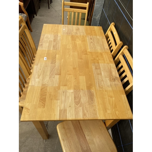 2890 - A MODERN WOOD BLOCK KITCHEN TABLE, 47X29.5