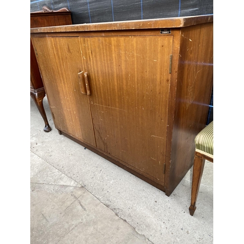 2892 - A MODERN TEAK TWO DOOR OFFICE CUPBOARD, 43