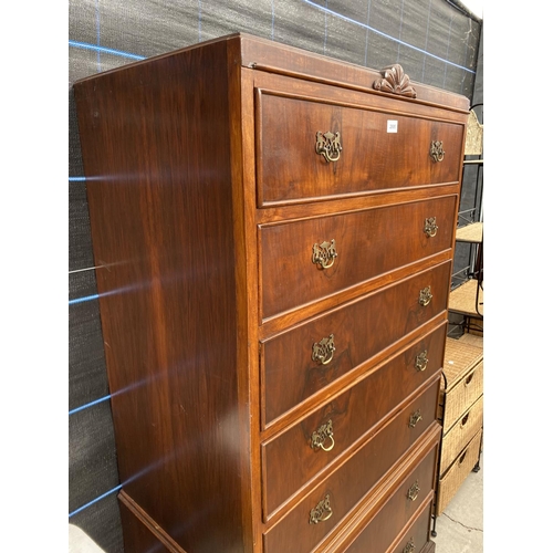 2895 - A MID 20TH CENTURY SEVEN DRAWER CHEST ON CHEST WITH CABRIOLE LEGS, 30