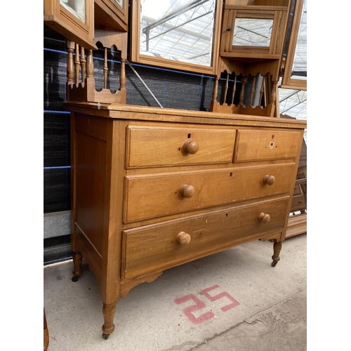 2907 - A LATE VICTORIAN DRESSING CHEST WITH TWO SHORT AND TWO LONG DRAWERS TO THE BASE, 42