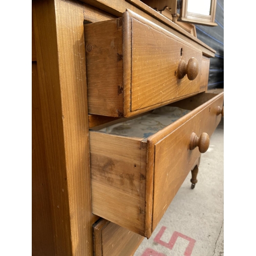 2907 - A LATE VICTORIAN DRESSING CHEST WITH TWO SHORT AND TWO LONG DRAWERS TO THE BASE, 42