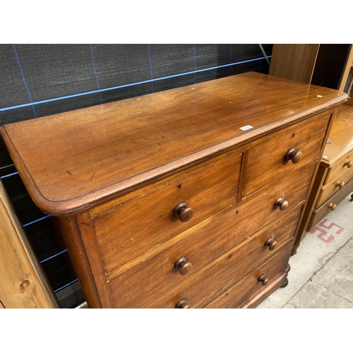 2908 - A VICTORIAN MAHOGANY CHEST OF TWO SHORT AND THREE LONG DRAWERS, STAMPED MAPLE & CO, 47