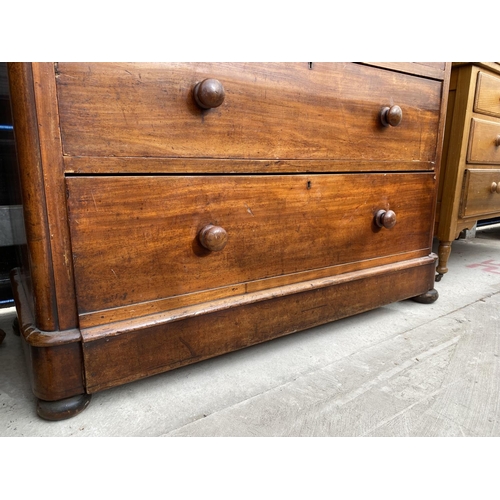 2908 - A VICTORIAN MAHOGANY CHEST OF TWO SHORT AND THREE LONG DRAWERS, STAMPED MAPLE & CO, 47