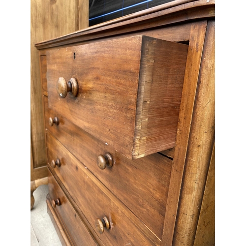 2908 - A VICTORIAN MAHOGANY CHEST OF TWO SHORT AND THREE LONG DRAWERS, STAMPED MAPLE & CO, 47