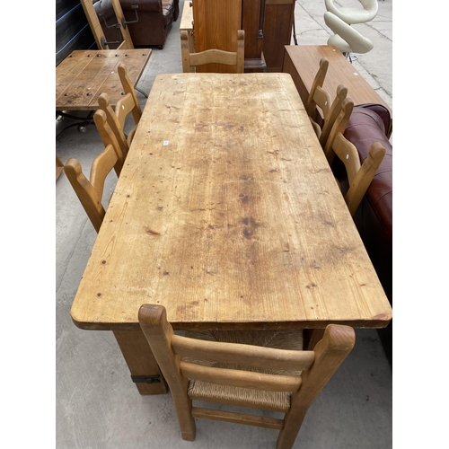 2911 - A PINE FARMHOUSE TABLE, 72X34