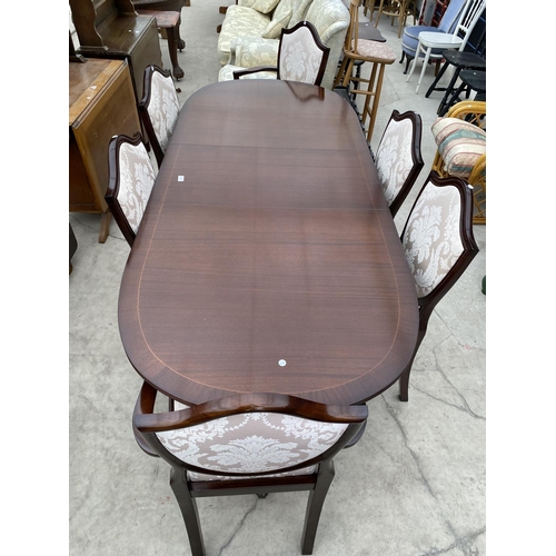 2946 - A MAHOGANY & CROSSBANDED BRIDECRAFT EXTENDING TWIN PEDESTAL DINING TABLE 66 X 36