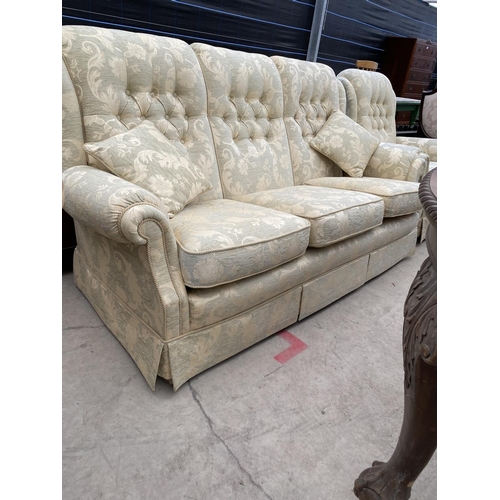 2947 - A BRIDGECRAFT 3 SEATER SETTEE AND EASY CHAIR