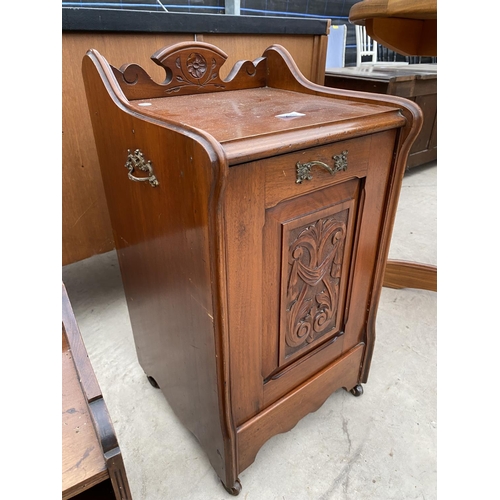 2949 - A LATE VICTORIAN MAHOGANY PURDONIUM WITH CARVED PANEL