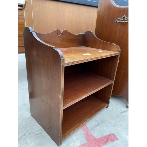 2950 - A LATE VICTORIAN MAHOGANY 3 TIER OPEN BOOKCASE WITH GALLERIED BACK 16 INCH WIDE