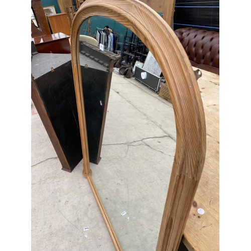 2953 - A VICTORIAN STYLE PINE OVERMANTLE MIRROR 54 INCH X 53 INCH