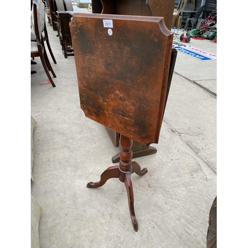 2972 - A VICTORIAN 17 INCH SQUARE TILT-TOP TRIPOD TABLE