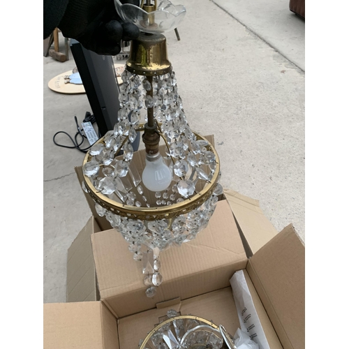 2160 - TWO GILT AND CUT GLASS CEILING LIGHTS