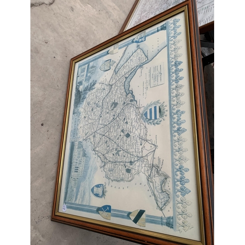 2168 - A COLLECTION OF ASSORTED FRAMED MAPS