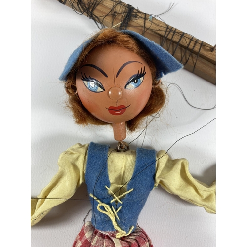 340 - A VINTAGE PELHAM PUPPET OF A GIRL IN A PELHAM BOX