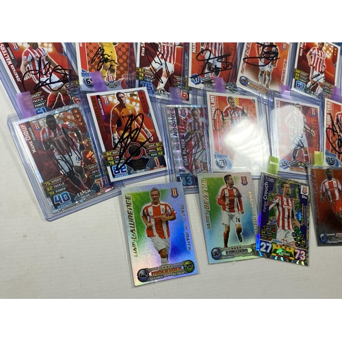 360 - A COLLECTION OF SIGNED STOKE CITY MATCH ATTAX FOOTBALL TRADING CARDS - APPROX 25