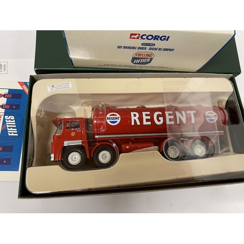 399 - A BOXED CORGI MODEL FUELLING THE FIFTY GUY INVINCIBLE TANKER REGENT OIL COMPANY