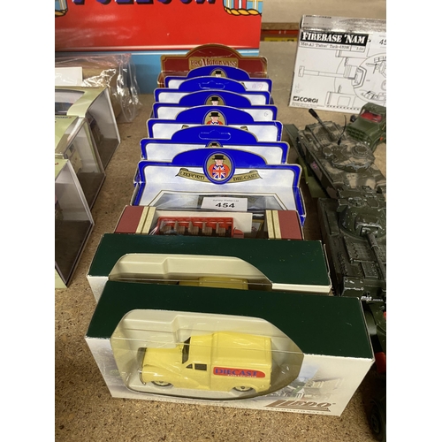 454 - TEN BOXED MODEL OXFORD AND LLEDO DIECAST VEHICLES