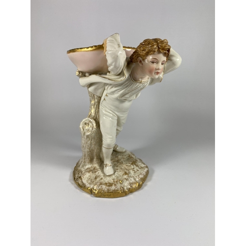 803 - A LATE 19TH CENTURY ROYAL WORCESTER FIGURE OF A BOY HEIGHT 21CM