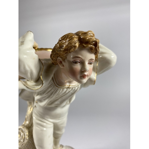 803 - A LATE 19TH CENTURY ROYAL WORCESTER FIGURE OF A BOY HEIGHT 21CM