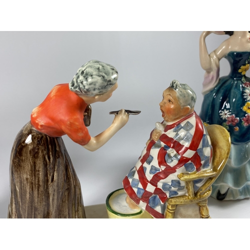 812 - THREE GOEBEL FIGURES TO INCLUDE A NORMAN ROCKWELL LADY WITH PATIENT PLUS TWO LADY FIGURES