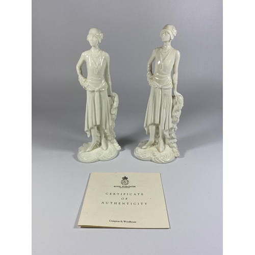 815 - TWO ROYAL WORCESTER COMPTON WOODHOUSE 'VOGUE' COLLECTION MILLIE FIGURES 1926