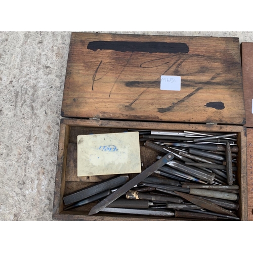 28 - THREE BOXED ITEMS TO INCLUDE TWO TAP AND DIE SETS AND PUNCHES ETC NO VAT