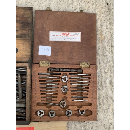 28 - THREE BOXED ITEMS TO INCLUDE TWO TAP AND DIE SETS AND PUNCHES ETC NO VAT