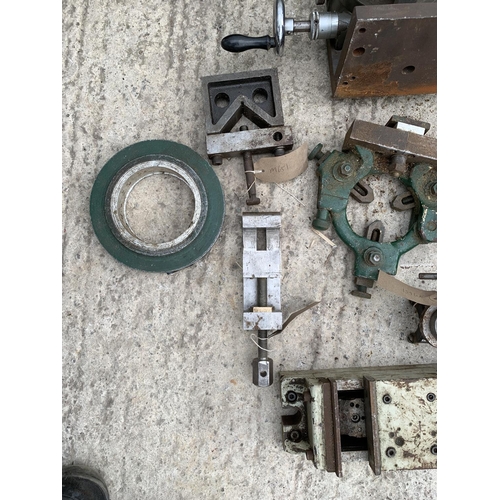 3 - TEN VARIOUS LATHE PARTS AND ATTACHMENTS NO VAT