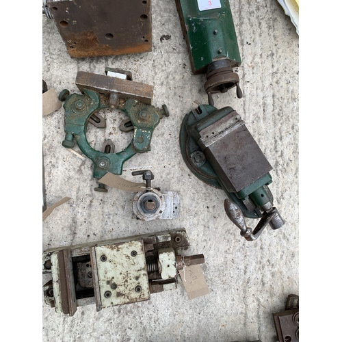 3 - TEN VARIOUS LATHE PARTS AND ATTACHMENTS NO VAT