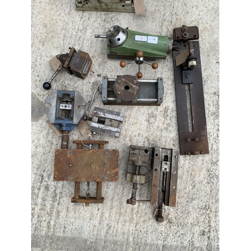 4 - EIGHT VARIOUS LATHE PARTS AND ATTACHMENTS NO VAT