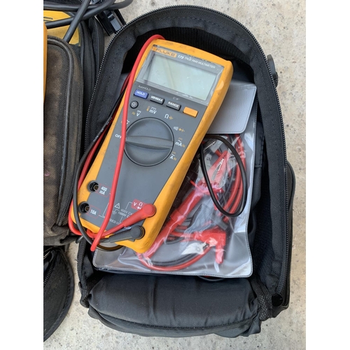 44 - THREE CASED FLUKE METERS TO INCLUDE A 376FC TRMS CLAMP METER, A 1507 INSULATION TESTER AND A 179 TRU... 