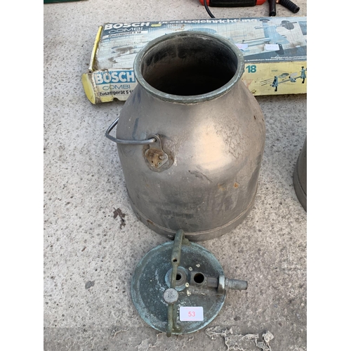 53 - A VINTAGE MILKING MACHINE BUCKET WITH LID NO VAT