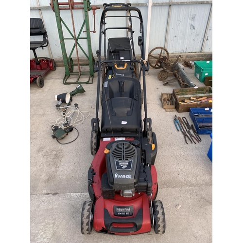 60 - A MOUNTFIELD HW531 PD PETROL LAWN MOWER WITH GRASS BOX BELIEVED IN WORKING ORDER BUT NO WARRANTY GIV... 