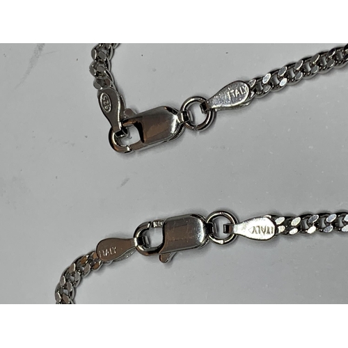 543 - TWO SILVER NECKLACES LENGTH 20 INCHES