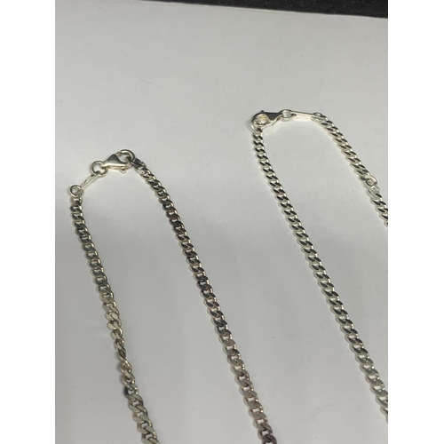 561 - TWO SILVER NECKLACES BOTH LENGTH 20 INCHES