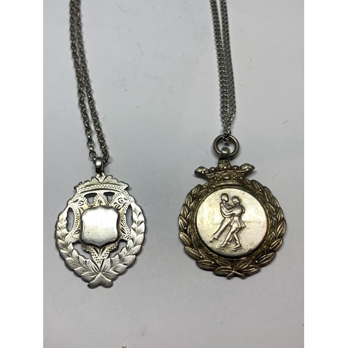 575 - TWO SILVER NECKLACES WITH FOBS