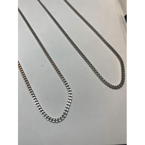 581 - TWO SILVER NECKLACES BOTH LENGTH 20 INCHES