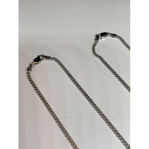 581 - TWO SILVER NECKLACES BOTH LENGTH 20 INCHES